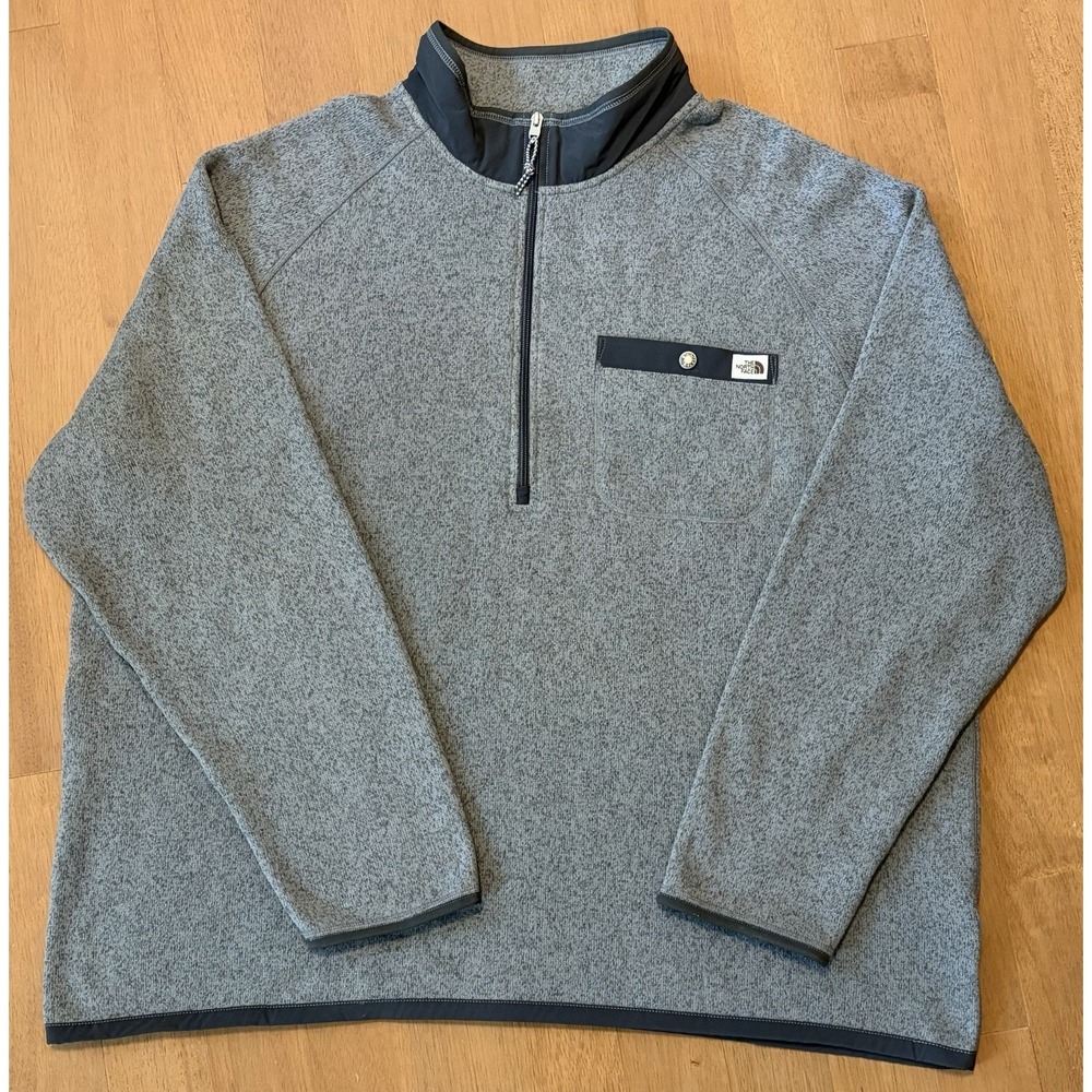 The North Face GORDON LYONS Mens 3XL Gray Fleece 1/4 Zip Jacket Outdoor Hiking